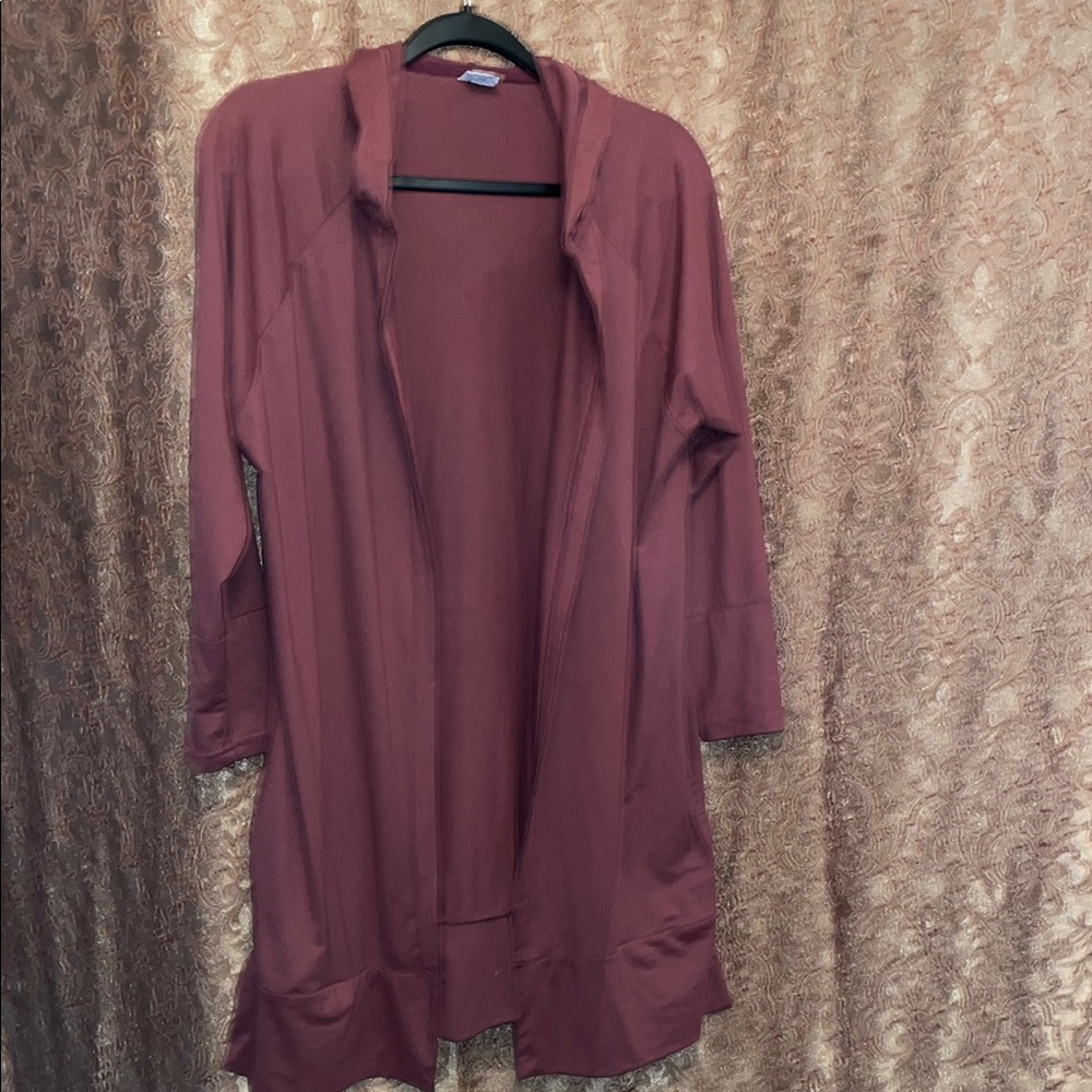 FIT KICKS Medium/Large Burgundy Open Front Cardigan.